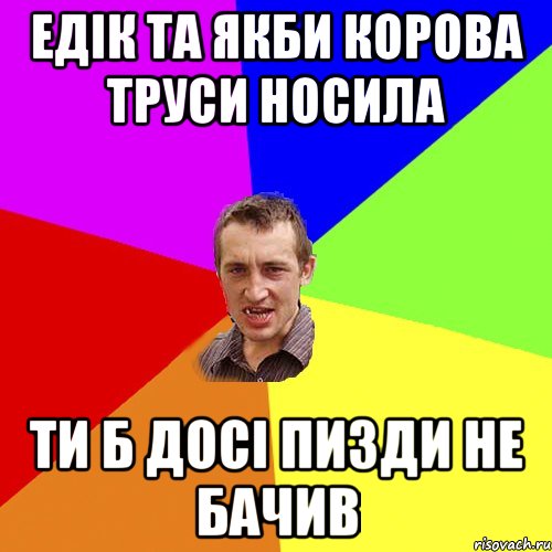 едік та якби корова труси носила ти б досі пизди не бачив