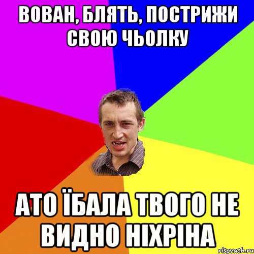 вован, блять, пострижи свою чьолку ато їбала твого не видно ніхріна, Мем Чоткий паца