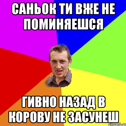 Саньок ти вже не поминяешся ГИВНО назад в корову не засунеш, Мем Чоткий паца