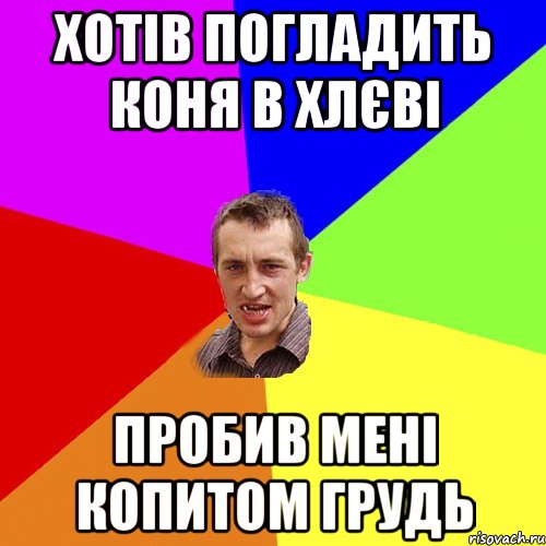 хотів погладить коня в хлєві пробив мені копитом грудь, Мем Чоткий паца