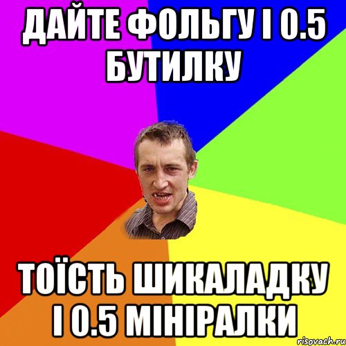 Дайте фольгу і 0.5 бутилку Тоїсть шикаладку і 0.5 мініралки, Мем Чоткий паца