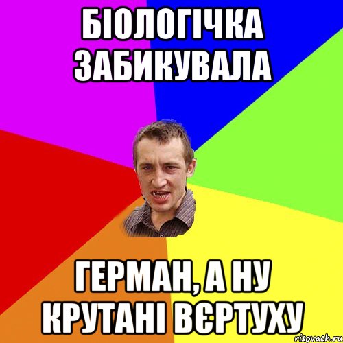 Біологічка забикувала Герман, а ну крутані вєртуху, Мем Чоткий паца