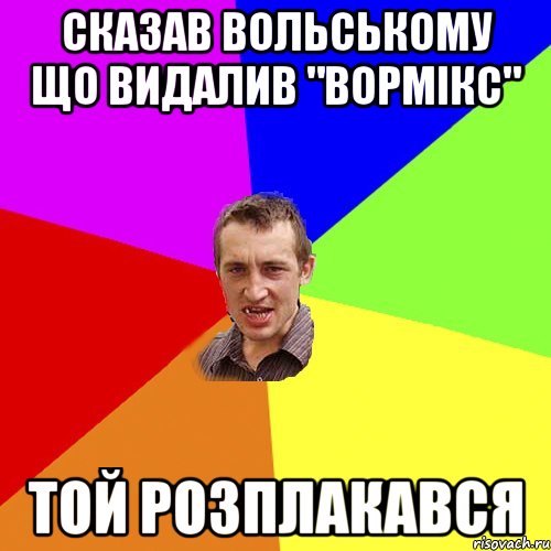 Сказав Вольському що видалив "ВОРМІКС" Той розплакався, Мем Чоткий паца