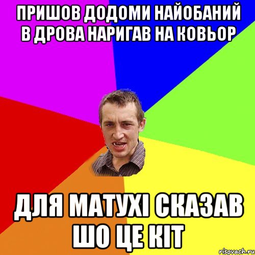 пришов додоми найобаний в дрова наригав на ковьор для матухі сказав шо це кіт, Мем Чоткий паца