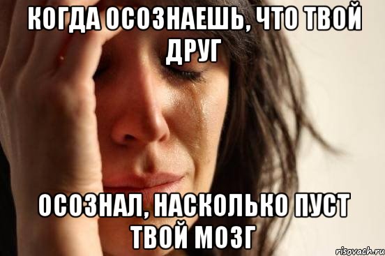 когда осознаешь, что твой друг осознал, насколько пуст твой мозг, Мем Девушка плачет