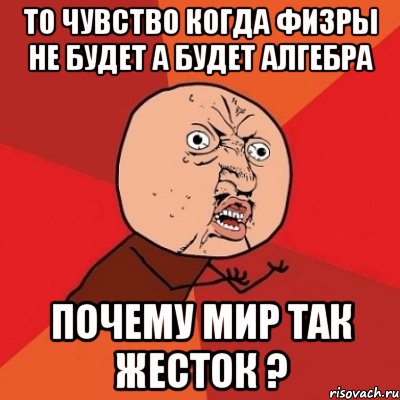 то чувство когда физры не будет а будет алгебра почему мир так жесток ?, Мем Почему