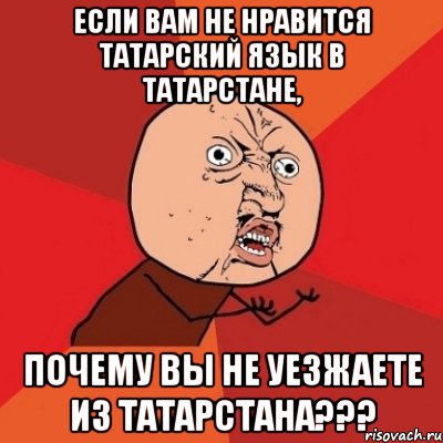 Если Вам не нравится татарский язык в Татарстане, почему Вы не уезжаете из Татарстана???