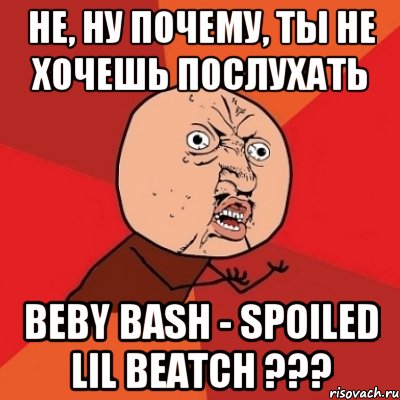 не, ну почему, ты не хочешь послухать Beby Bash - Spoiled lil beatch ???, Мем Почему