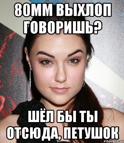 80мм выхлоп говоришь? шёл бы ты отсюда, петушок, Мем  Саша Грей улыбается