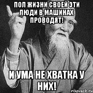 пол жизни своей эти люди в машинах проводят! и ума не хватка у них!, Мем Монах-мудрец (сэнсей)