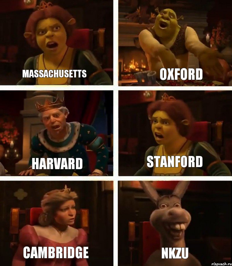 Massachusetts Harvard Cambridge Oxford Stanford NKZU, Комикс  Шрек Фиона Гарольд Осел