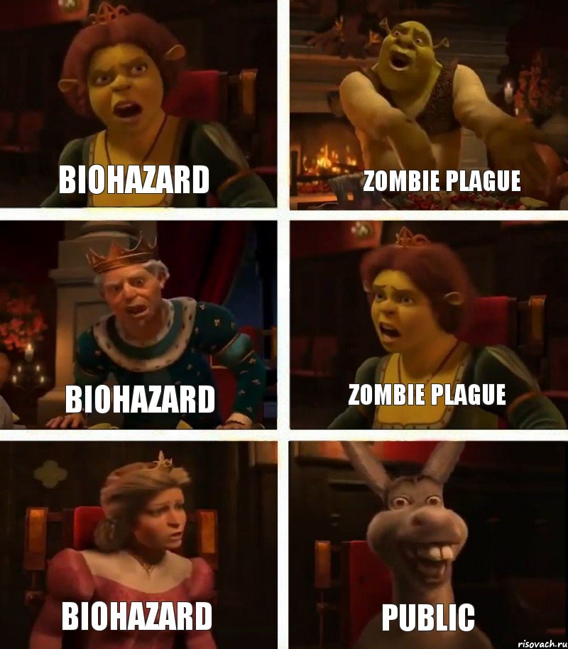 BioHazard BioHazard BioHazard Zombie Plague Zombie Plague Public, Комикс  Шрек Фиона Гарольд Осел