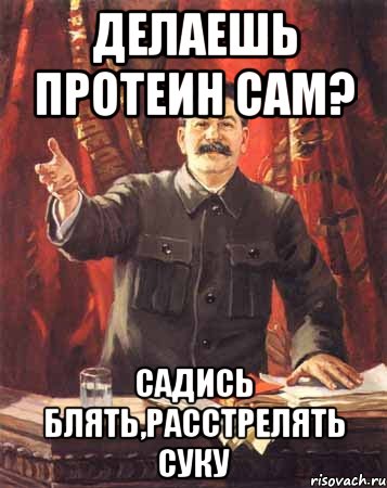 делаешь протеин сам? садись блять,расстрелять суку, Мем  сталин цветной