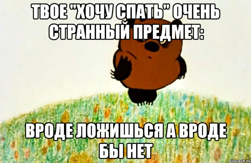 твое "хочу спать" очень странный предмет: вроде ложишься а вроде бы нет, Мем ВИННИ ПУХ