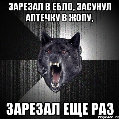 зарезал в ебло, засунул аптечку в жопу, зарезал еще раз, Мем Сумасшедший волк