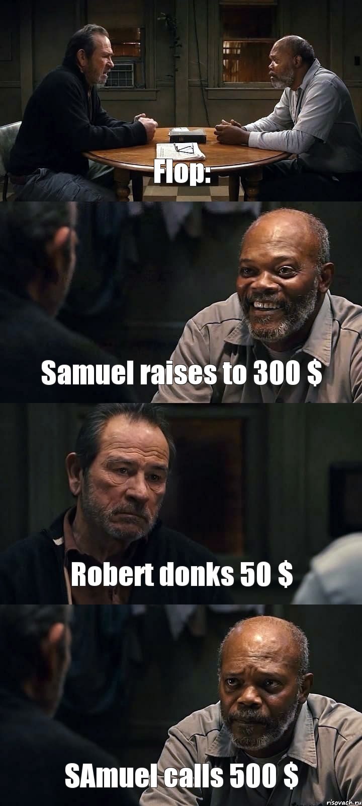 Flop: Samuel raises to 300 $ Robert donks 50 $ SAmuel calls 500 $, Комикс The Sunset Limited