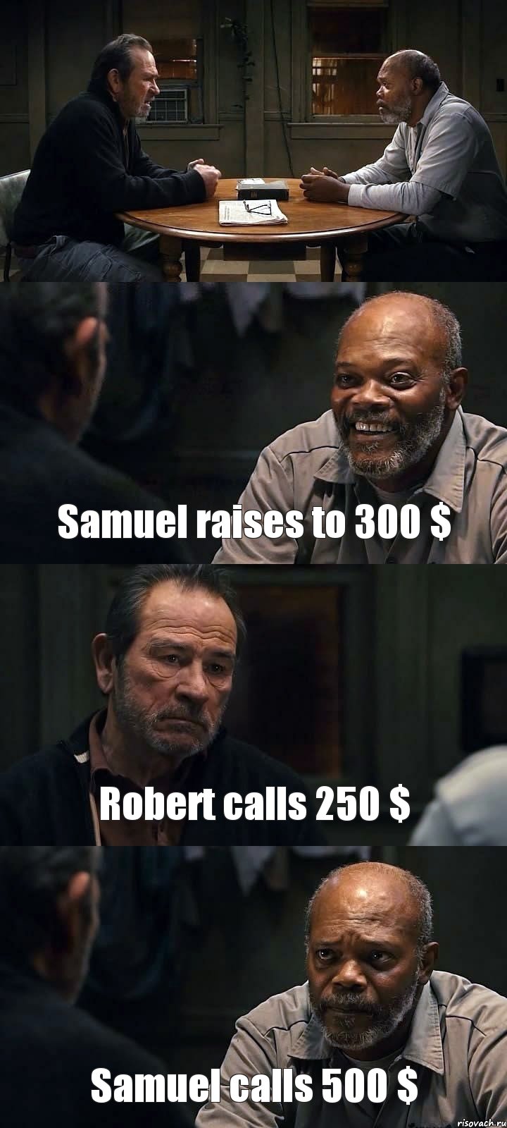  Samuel raises to 300 $ Robert calls 250 $ Samuel calls 500 $, Комикс The Sunset Limited