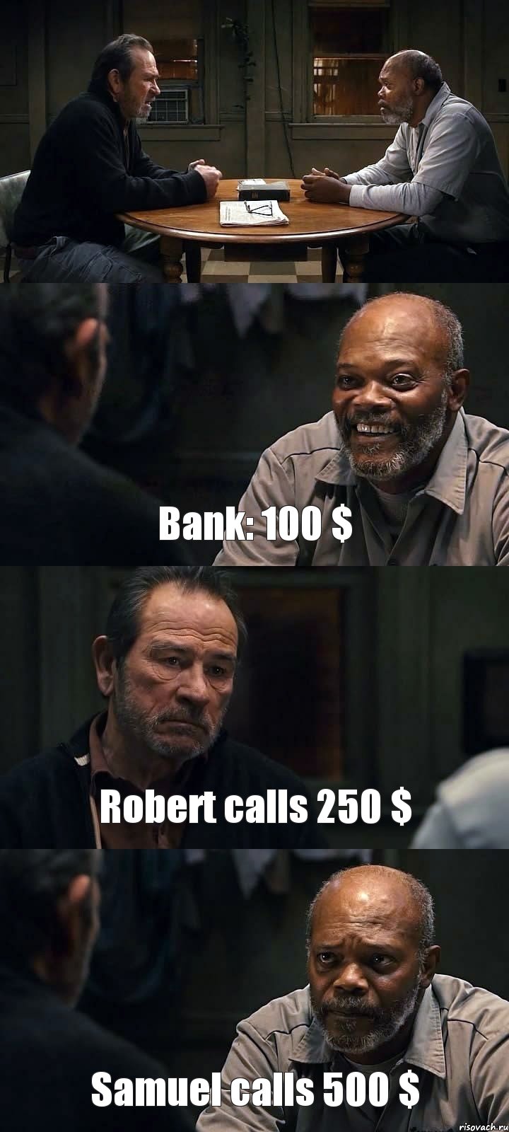  Bank: 100 $ Robert calls 250 $ Samuel calls 500 $, Комикс The Sunset Limited