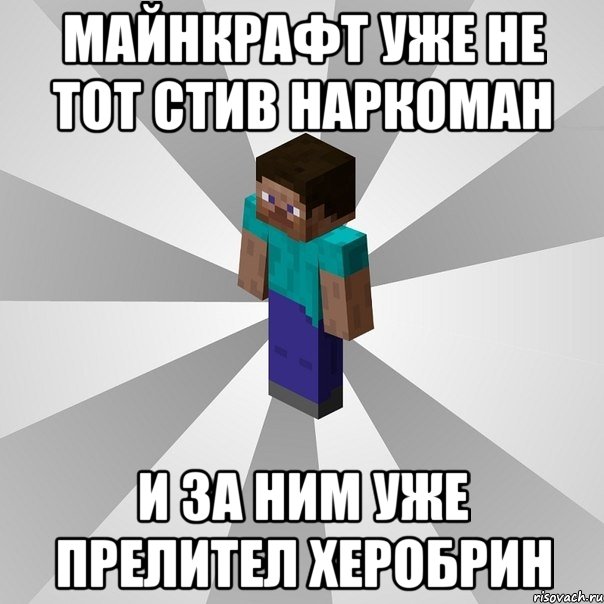 майнкрафт уже не тот стив наркоман и за ним уже прелител херобрин, Мем Типичный игрок Minecraft