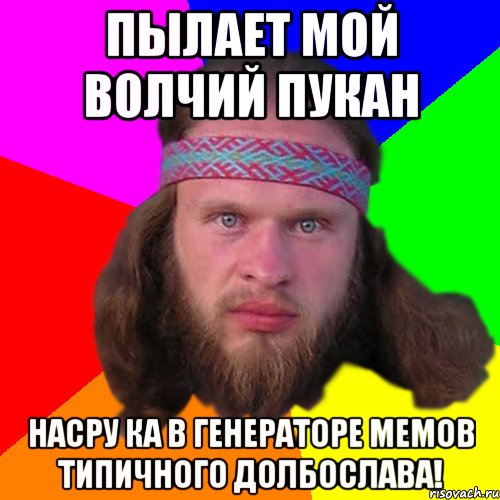 пылает мой волчий пукан насру ка в генераторе мемов типичного долбослава!, Мем Типичный долбослав