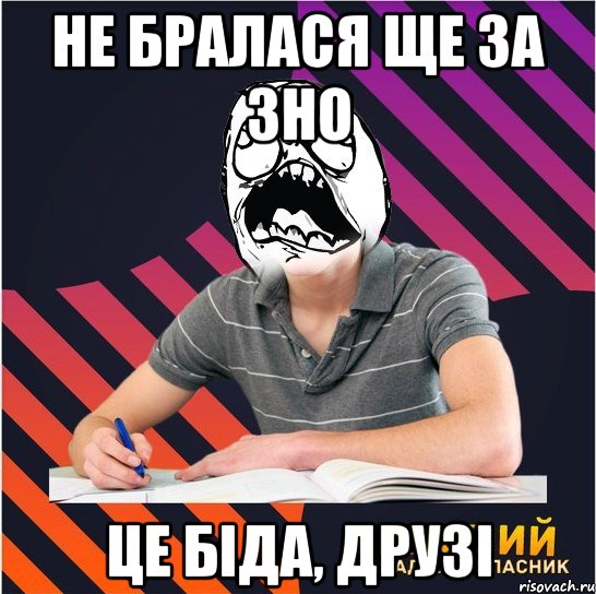 не бралася ще за зно це біда, друзі, Мем Типовий одинадцятикласник