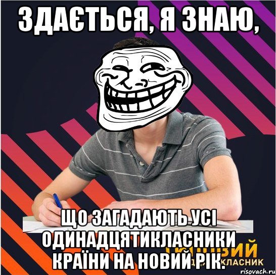 здається, я знаю, що загадають усі одинадцятикласники країни на новий рік., Мем Типовий одинадцятикласник