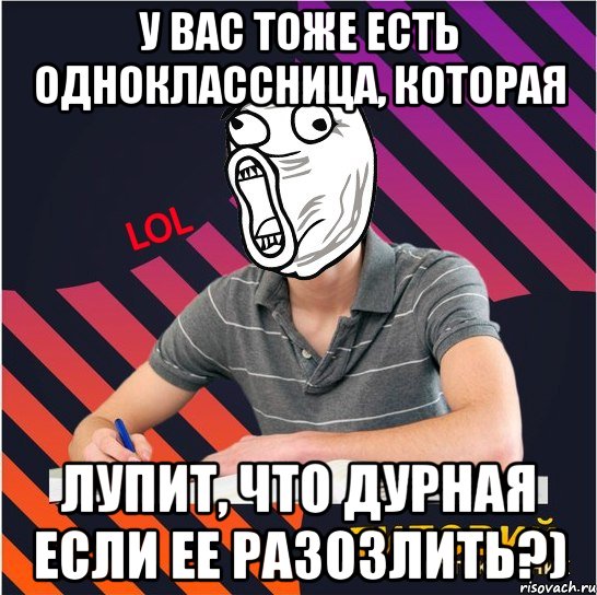 У вас тоже есть одноклассница, которая лупит, что дурная если ее разозлить?), Мем Типовий одинадцятикласник