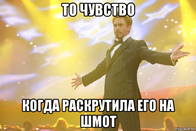 то чувство когда раскрутила его на шмот, Мем Тони Старк (Роберт Дауни младший)