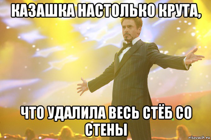 казашка настолько крута, что удалила весь стёб со стены, Мем Тони Старк (Роберт Дауни младший)