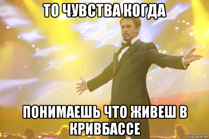 то чувства когда понимаешь что живеш в кривбассе, Мем Тони Старк (Роберт Дауни младший)