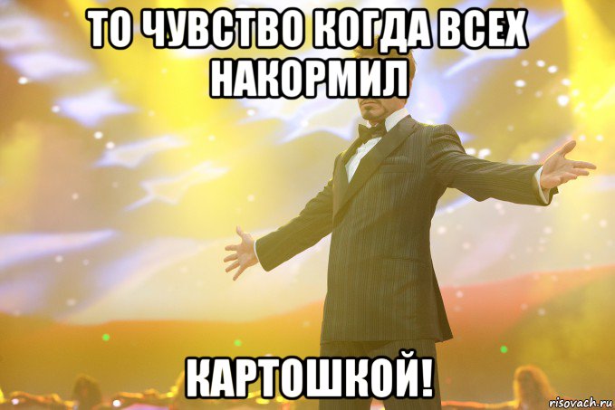 То чувство когда всех накормил Картошкой!, Мем Тони Старк (Роберт Дауни младший)