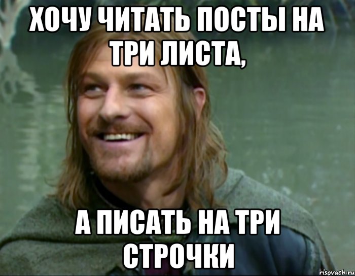 хочу читать посты на три листа, а писать на три строчки, Мем Тролль Боромир