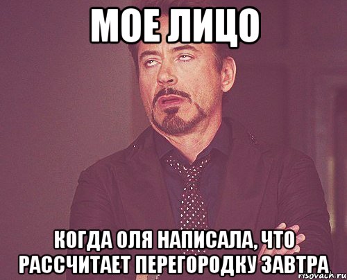 мое лицо когда оля написала, что рассчитает перегородку завтра, Мем твое выражение лица