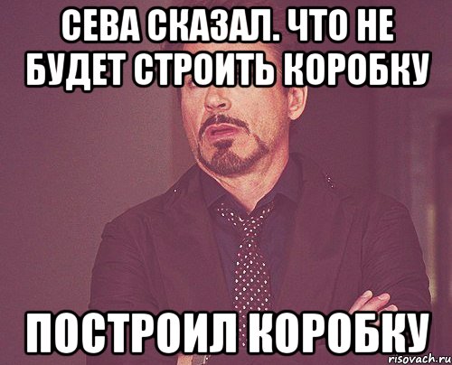 Сева сказал. что не будет строить коробку построил коробку, Мем твое выражение лица