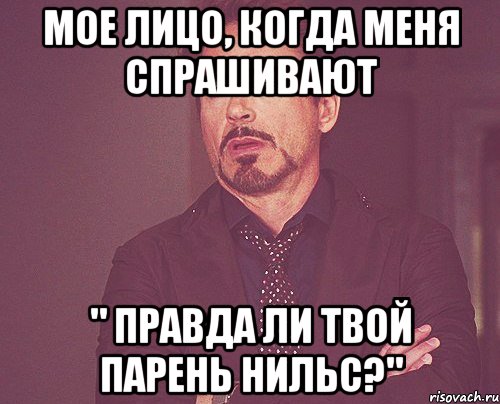 Мое лицо, когда меня спрашивают " Правда ли твой парень Нильс?", Мем твое выражение лица