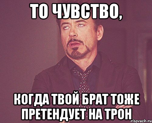 ТО ЧУВСТВО, КОГДА ТВОЙ БРАТ ТОЖЕ ПРЕТЕНДУЕТ НА ТРОН, Мем твое выражение лица