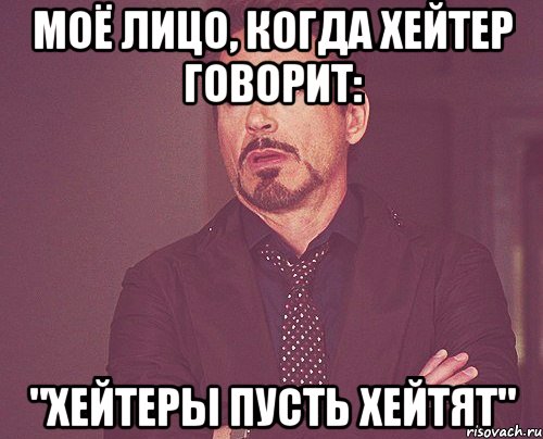 МОЁ ЛИЦО, КОГДА ХЕЙТЕР ГОВОРИТ: "ХЕЙТЕРЫ ПУСТЬ ХЕЙТЯТ", Мем твое выражение лица