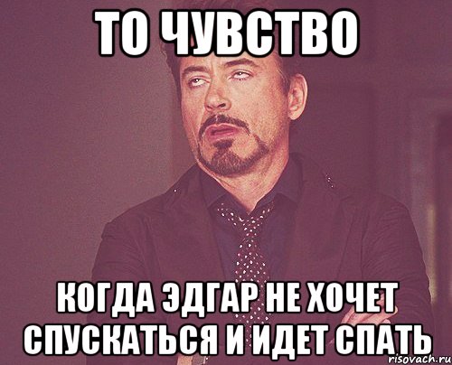 ТО ЧУВСТВО КОГДА ЭДГАР НЕ ХОЧЕТ СПУСКАТЬСЯ И ИДЕТ СПАТЬ, Мем твое выражение лица