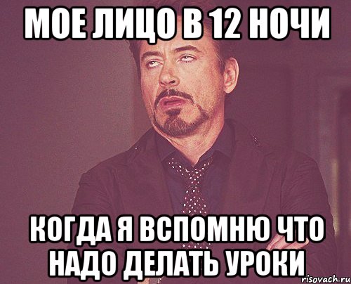 МОЕ ЛИЦО В 12 НОЧИ КОГДА Я ВСПОМНЮ ЧТО НАДО ДЕЛАТЬ УРОКИ, Мем твое выражение лица