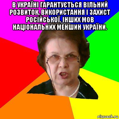 В Україні гарантується вільний розвиток, використання і захист російської, інших мов національних меншин України. , Мем Типичная училка