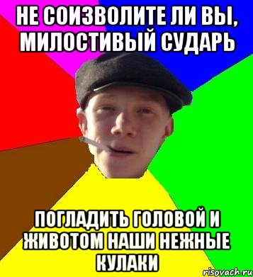 не соизволите ли вы, милостивый сударь погладить головой и животом наши нежные кулаки, Мем умный гопник