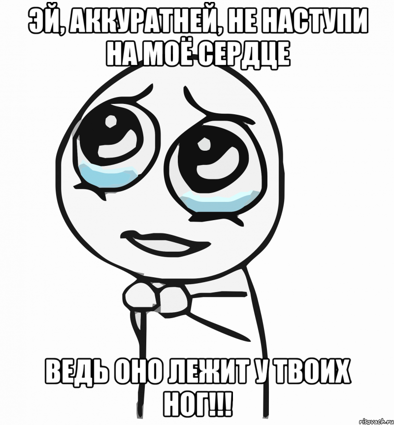 Эй, аккуратней, не наступи на моё сердце Ведь оно лежит у твоих ног!!!, Мем  ну пожалуйста (please)