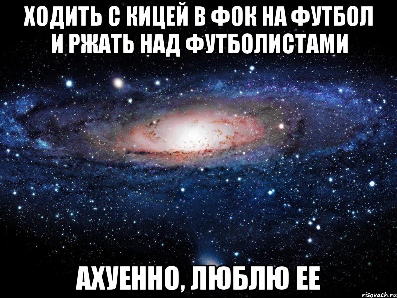 ходить с кицей в фок на футбол и ржать над футболистами ахуенно, люблю ее, Мем Вселенная