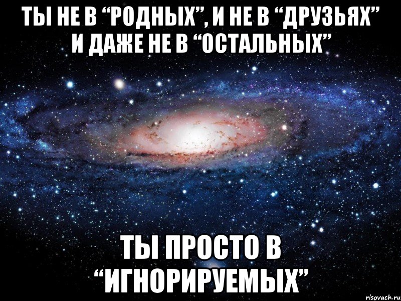 ты не в “родных”, и не в “друзьях” и даже не в “остальных” ты просто в “игнорируемых”, Мем Вселенная