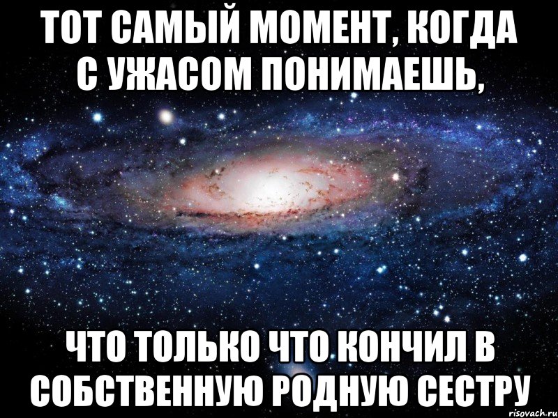 тот самый момент, когда с ужасом понимаешь, что только что кончил в собственную родную сестру, Мем Вселенная