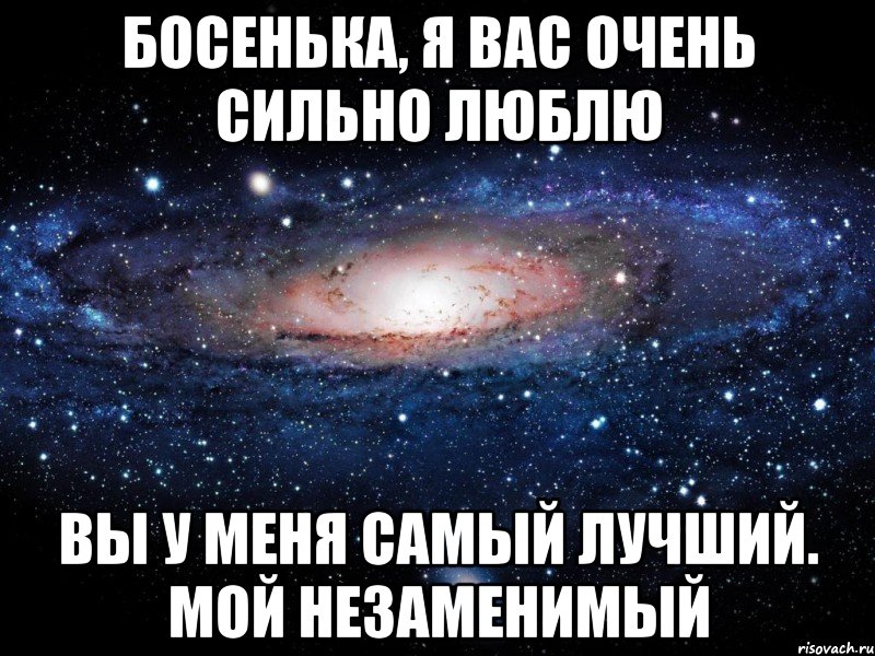 Босенька, я вас очень сильно люблю Вы у меня самый лучший. Мой незаменимый, Мем Вселенная