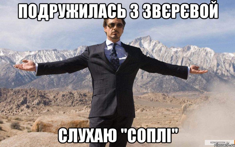 подружилась з звєрєвой слухаю "соплі", Мем железный человек