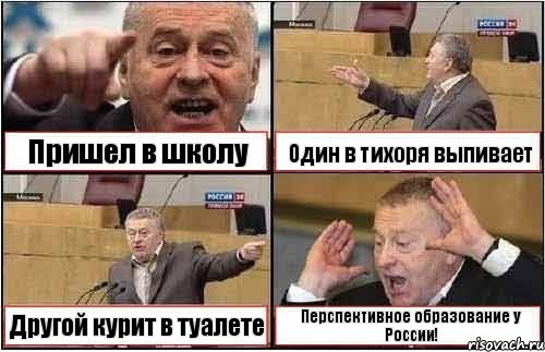 Пришел в школу Один в тихоря выпивает Другой курит в туалете Перспективное образование у России!, Комикс жиреновский