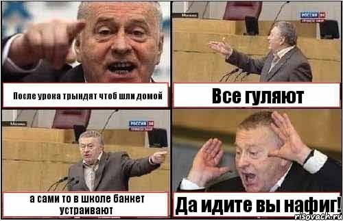 После урока трындят чтоб шли домой Все гуляют а сами то в школе банкет устраивают Да идите вы нафиг!, Комикс жиреновский