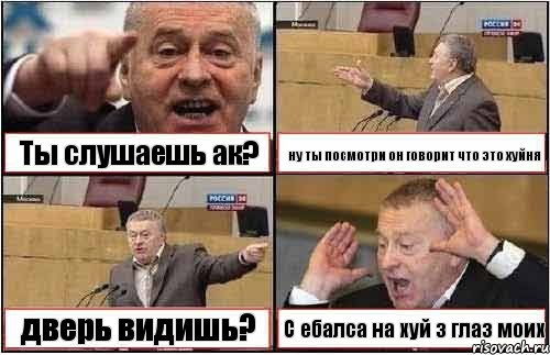 Ты слушаешь ак? ну ты посмотри он говорит что это хуйня дверь видишь? С ебалса на хуй з глаз моих, Комикс жиреновский